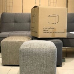 ghế đôn vuông màu xám nhập khẩu