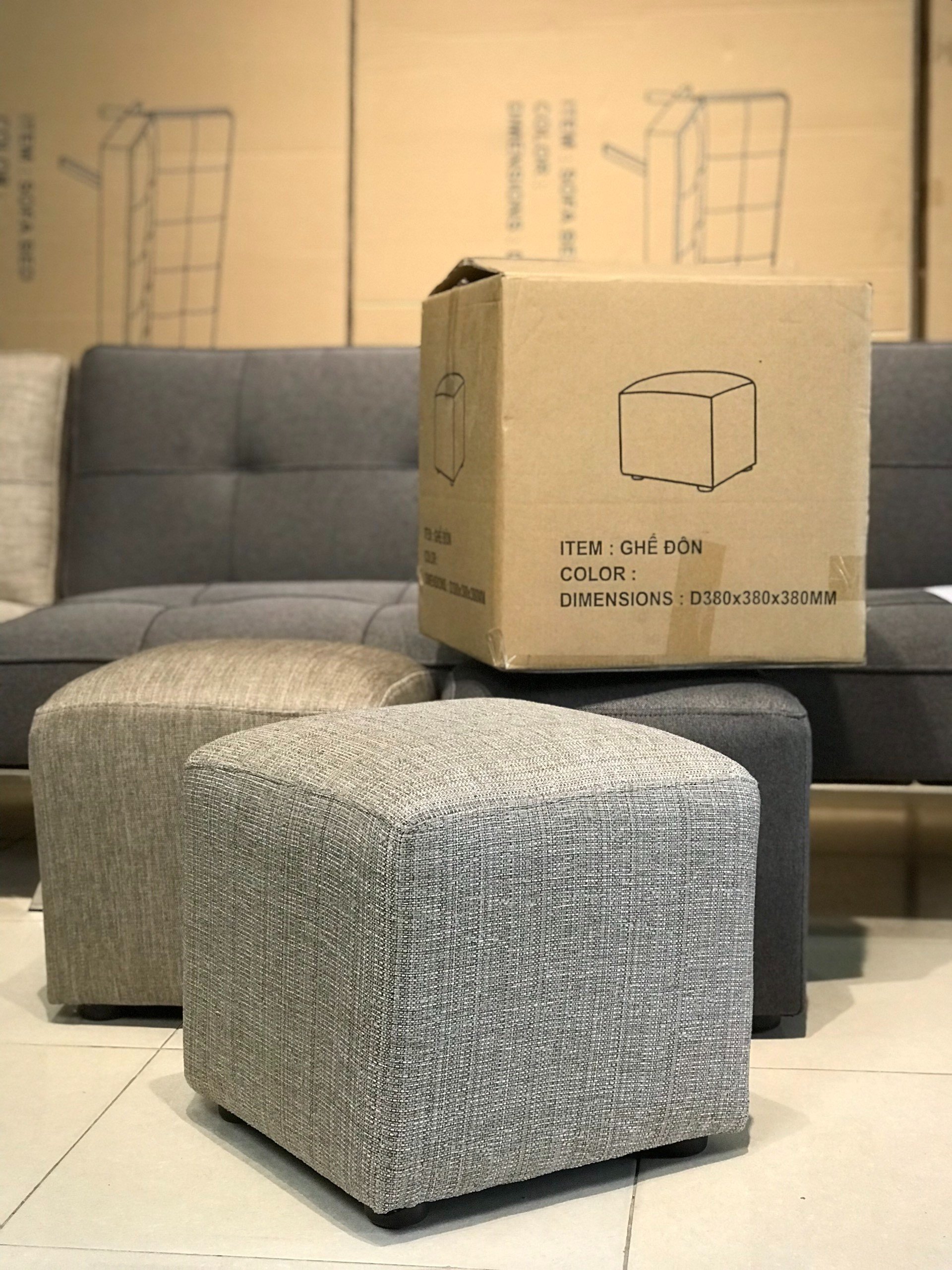 ghế đôn vuông màu xám nhập khẩu_2